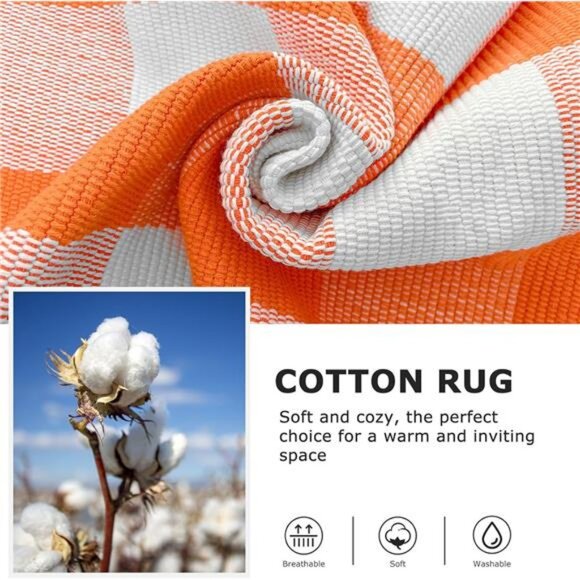 Fall Buffalo Plaid Check Rug Outdoor Doormat 27.5 x 43 Inches Washable - Picture 6 of 7